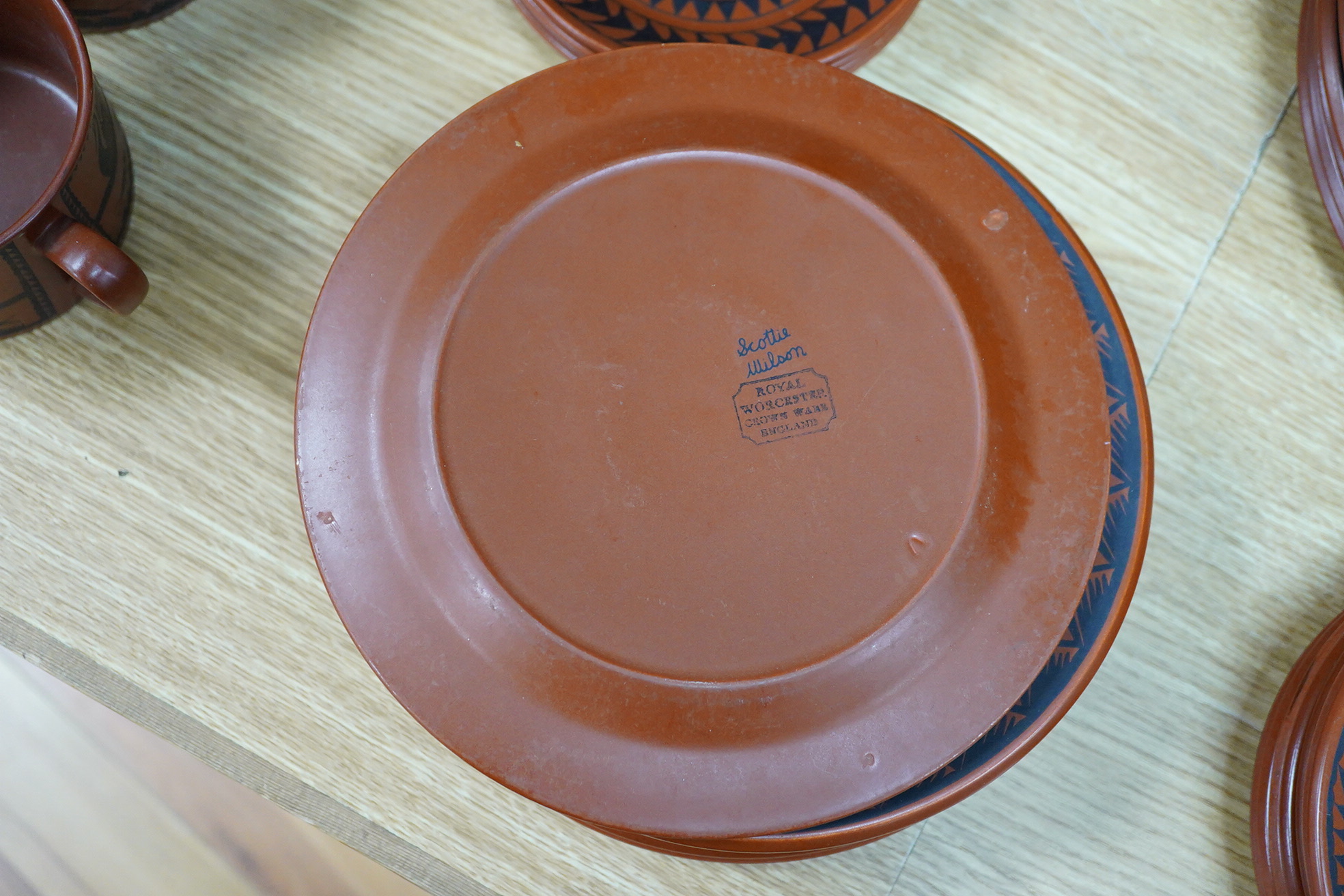 A Royal Worcester crown ware Scottie Wilson dinner, tea and coffee service, largest 33cm wide